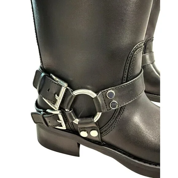 Michael Kors Crosby Black Leather Moto Boot Sz 8 New - Picture 2 of 9